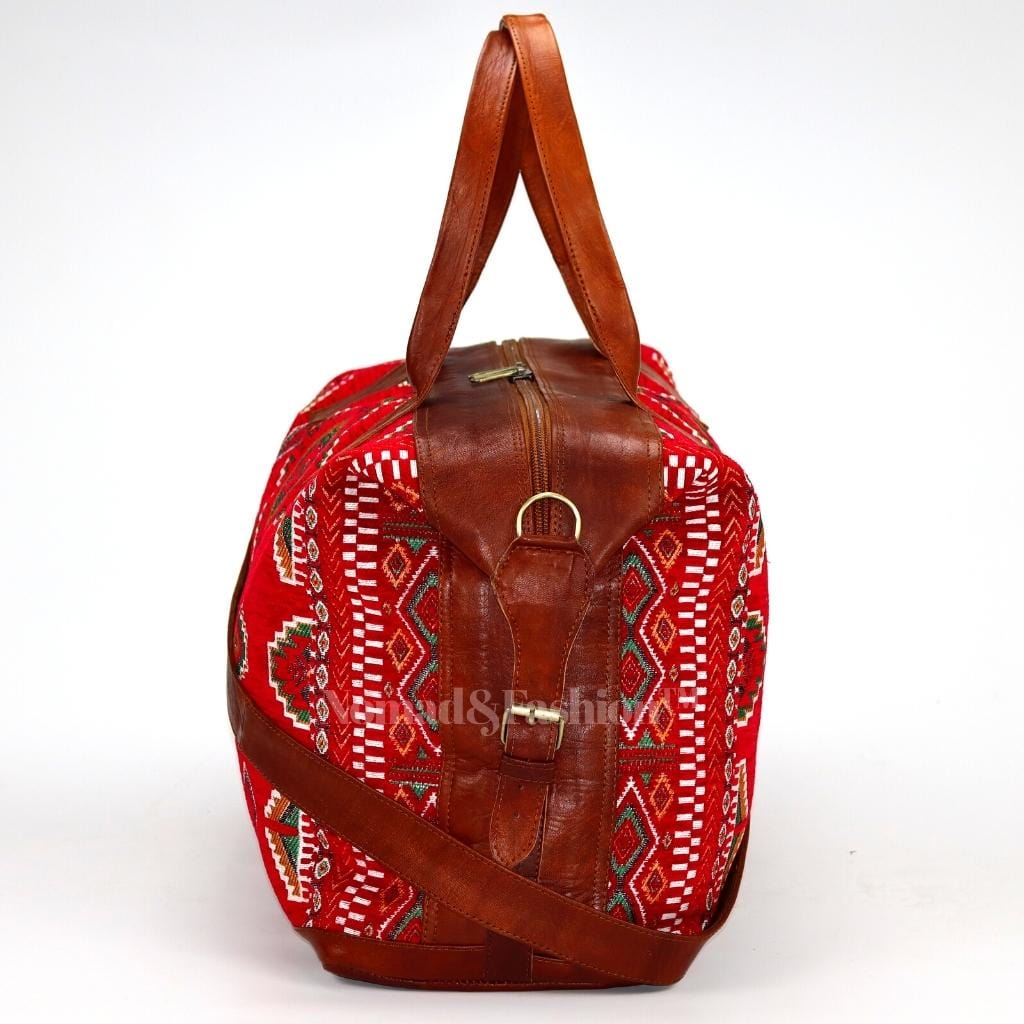 Travel bag Leather with kilim Shoulder Duffle Bag weekender