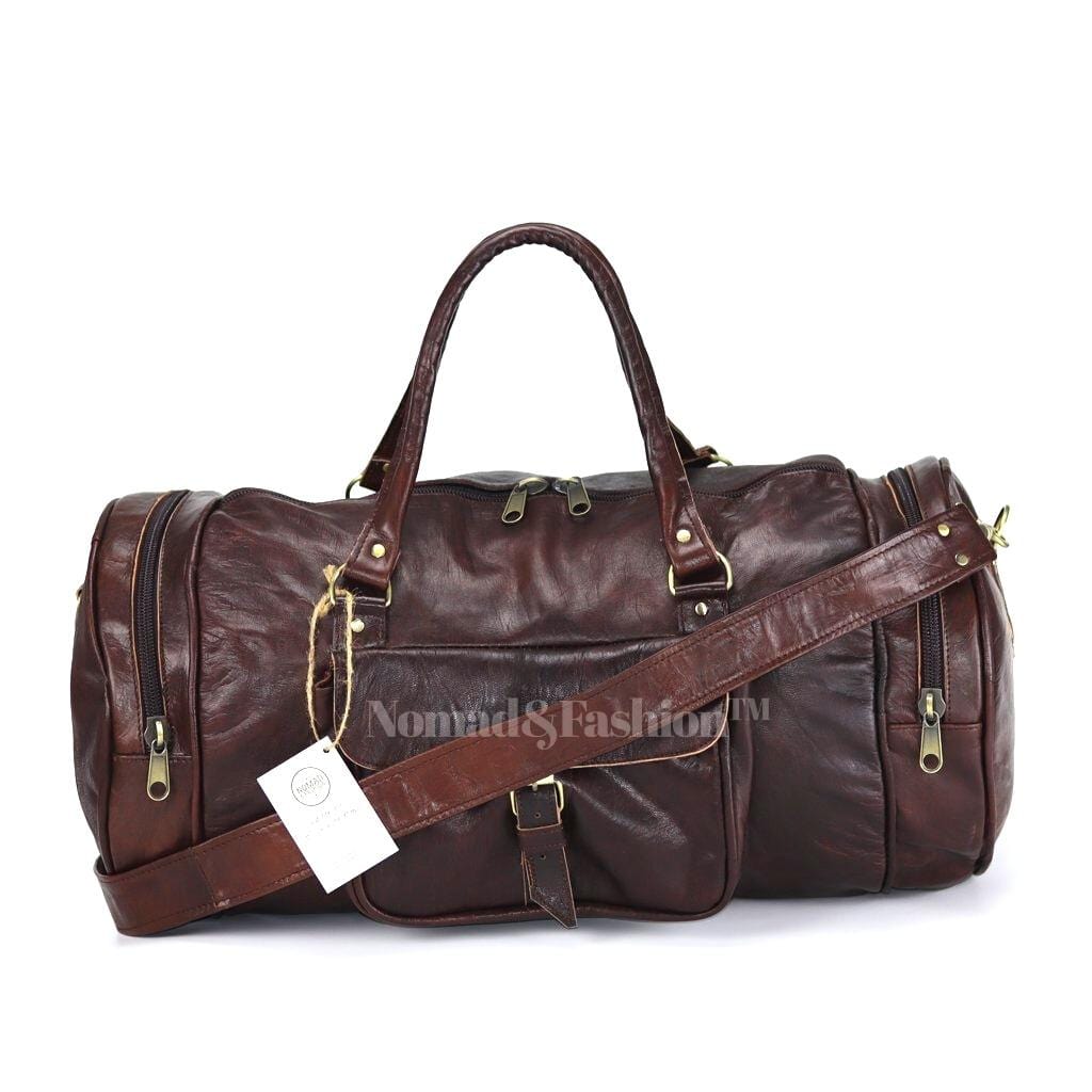 Duffle Bag Carry On Travel Weekender Overnight Bag with Leather Shoulder Strap