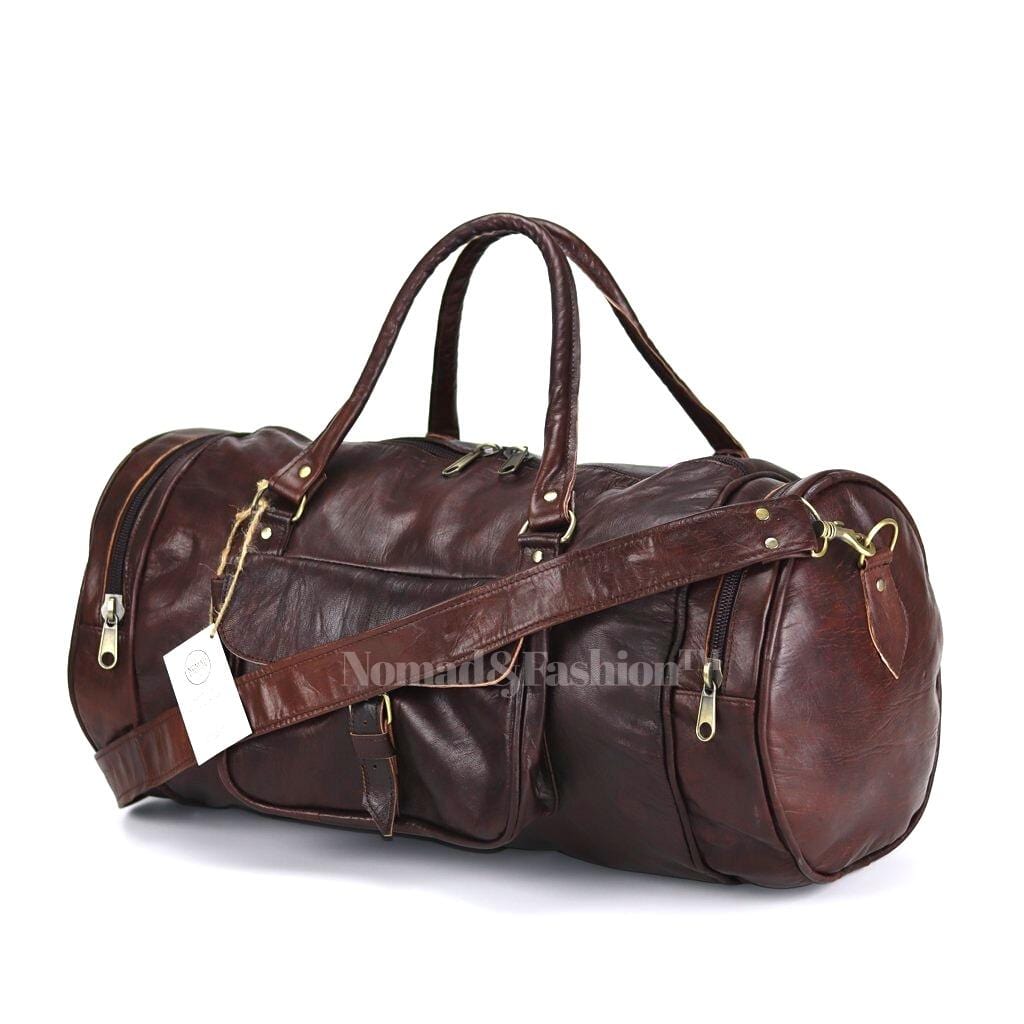 Duffle Bag Carry On Travel Weekender Overnight Bag with Leather Shoulder Strap