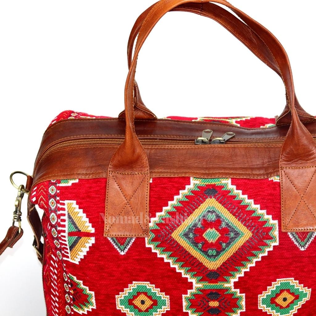 Travel bag Leather with kilim Shoulder Duffle Bag weekender