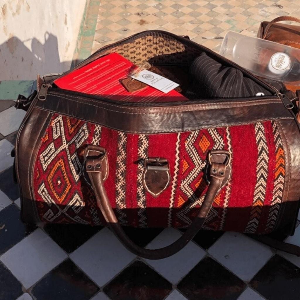 Leather Kilim Travel Bag Brown - FREE SHIPPING OFFER