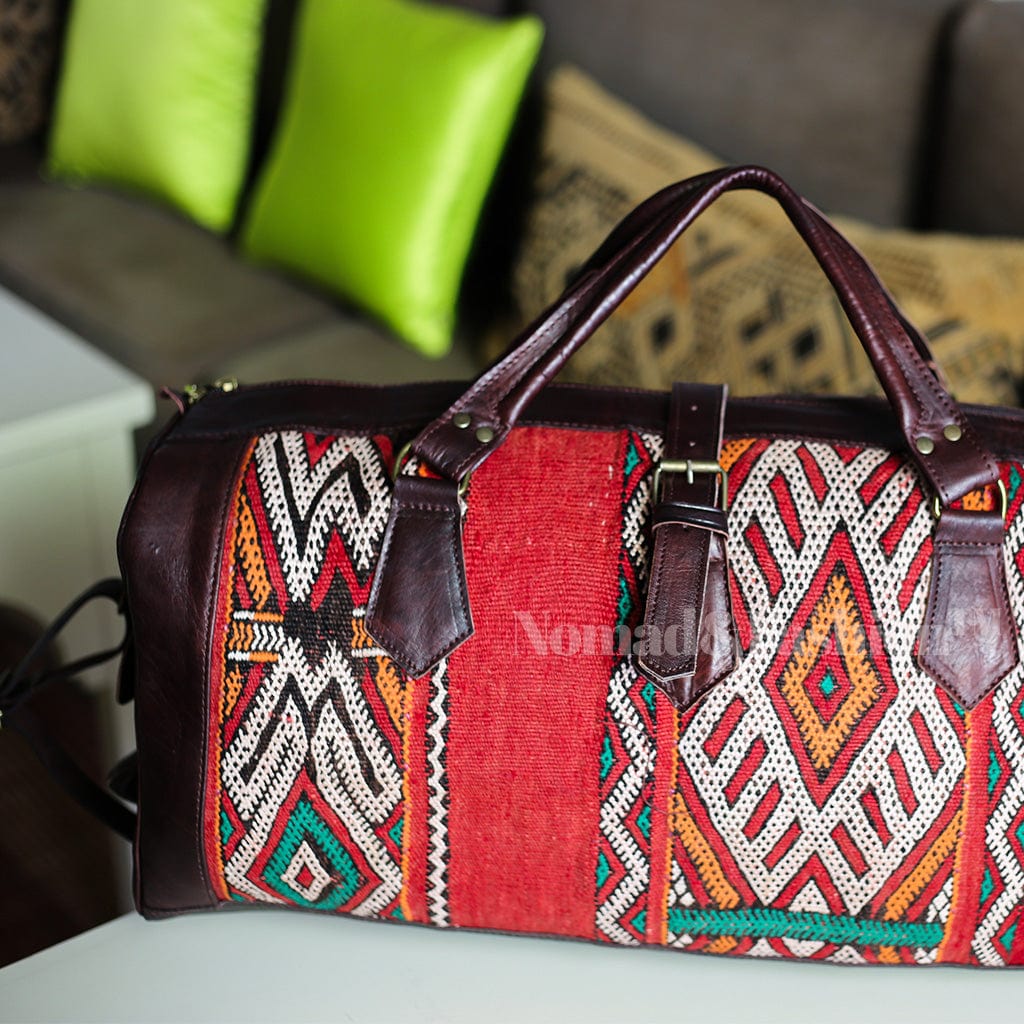 Leather Kilim Travel Bag carry on duffel bag