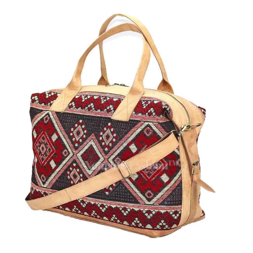 Travel bag Leather with kilim Shoulder Duffle Bag weekender