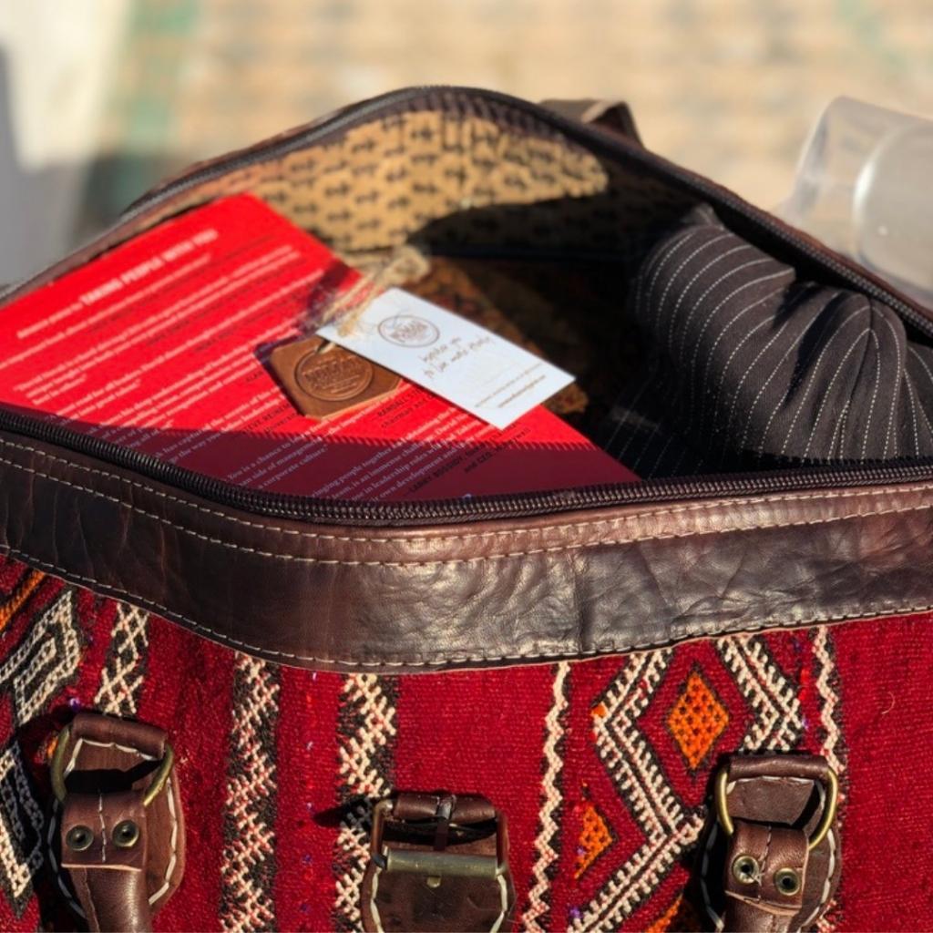 Leather Kilim Travel Bag carry on duffel bag