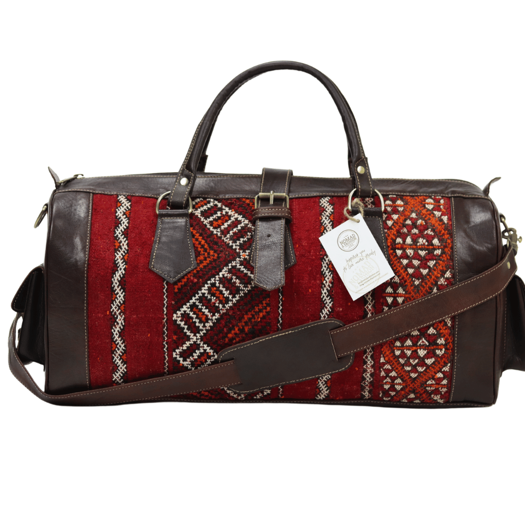 Leather Kilim Travel Bag carry on duffel bag