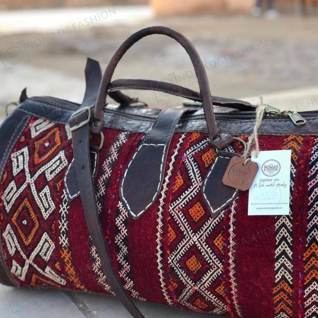 Leather Kilim Travel Bag Brown - FREE SHIPPING OFFER