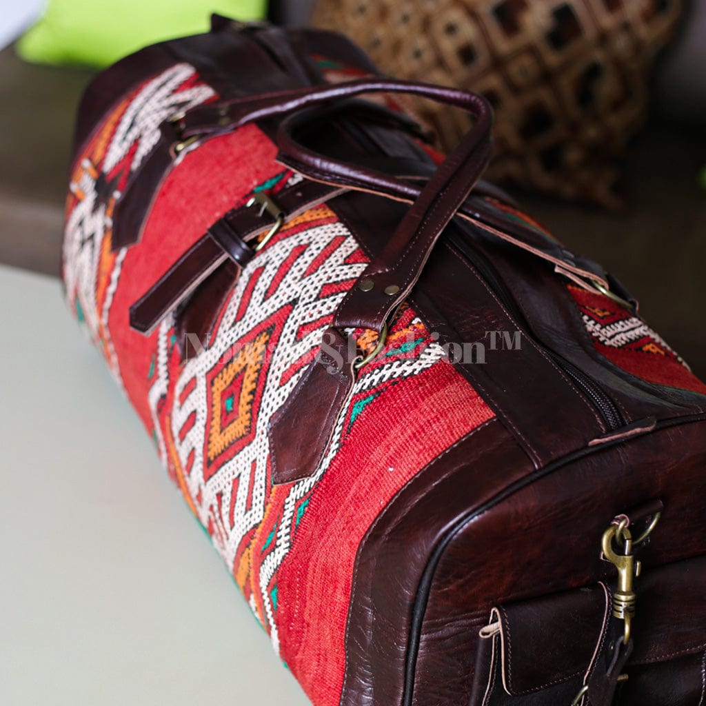 Leather Kilim Travel Bag carry on duffel bag