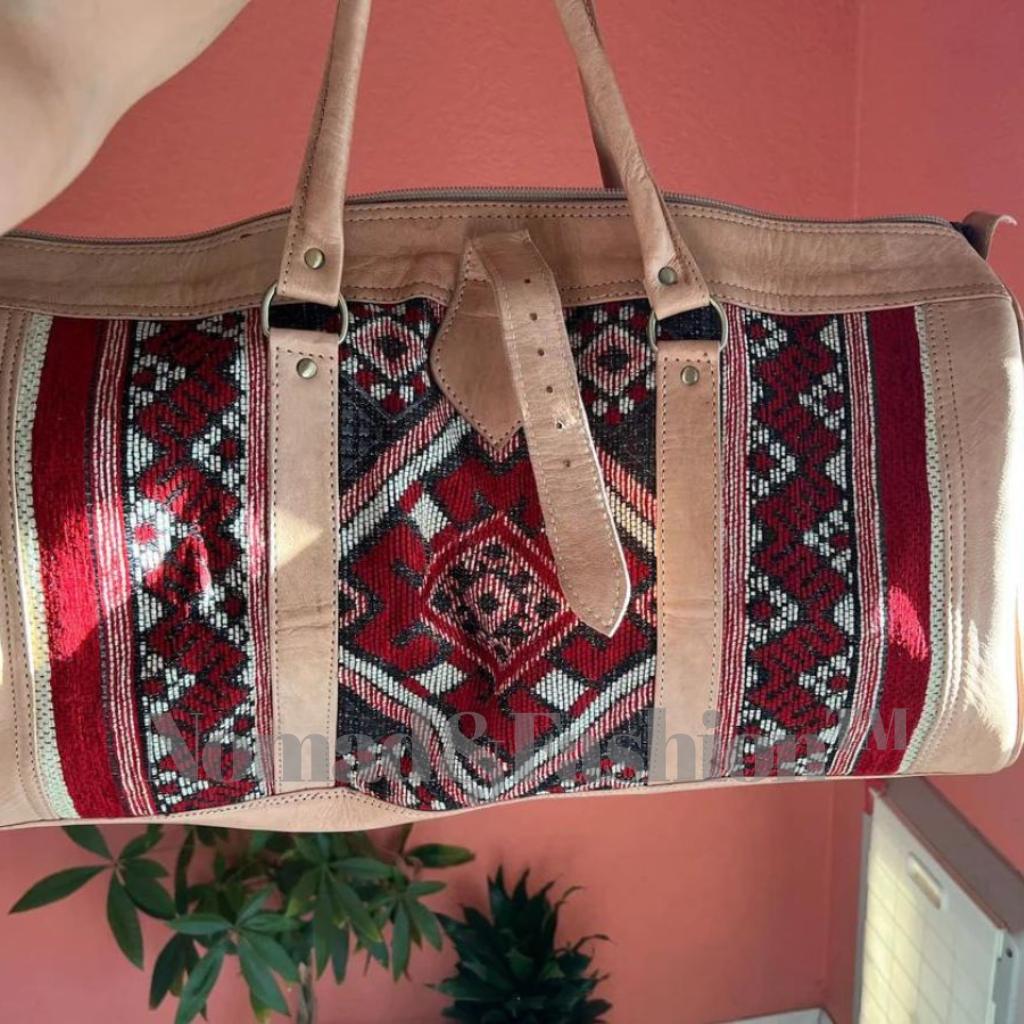 Leather Kilim Travel Bag carry on duffel bag