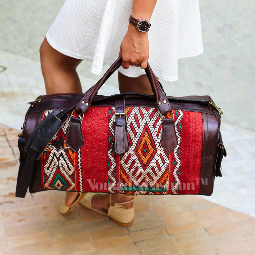 Leather Kilim Travel Bag carry on duffel bag