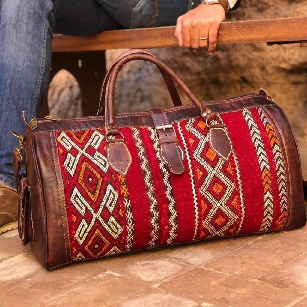 Leather Kilim Travel Bag Brown - FREE SHIPPING OFFER