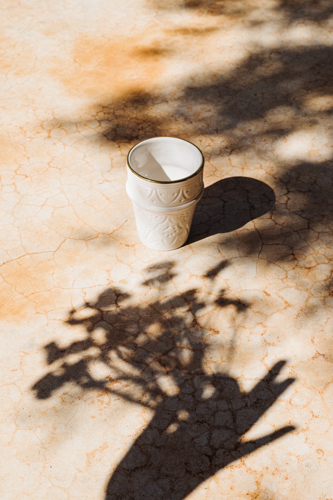 Set of 5 BELDI CERAMIC EMBOSSED CUPS WHITE