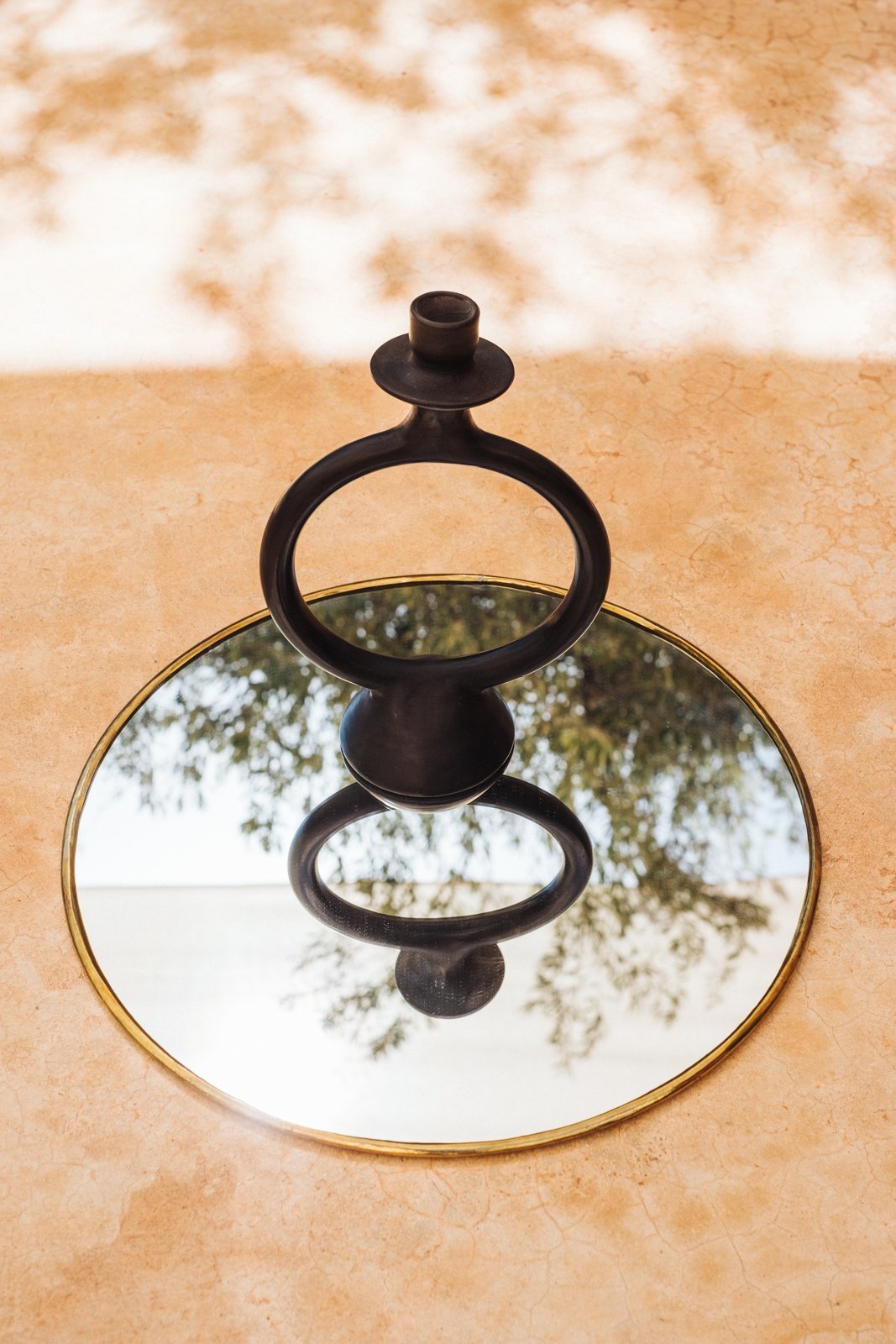 Set of 2 Ring Candle Holder Black