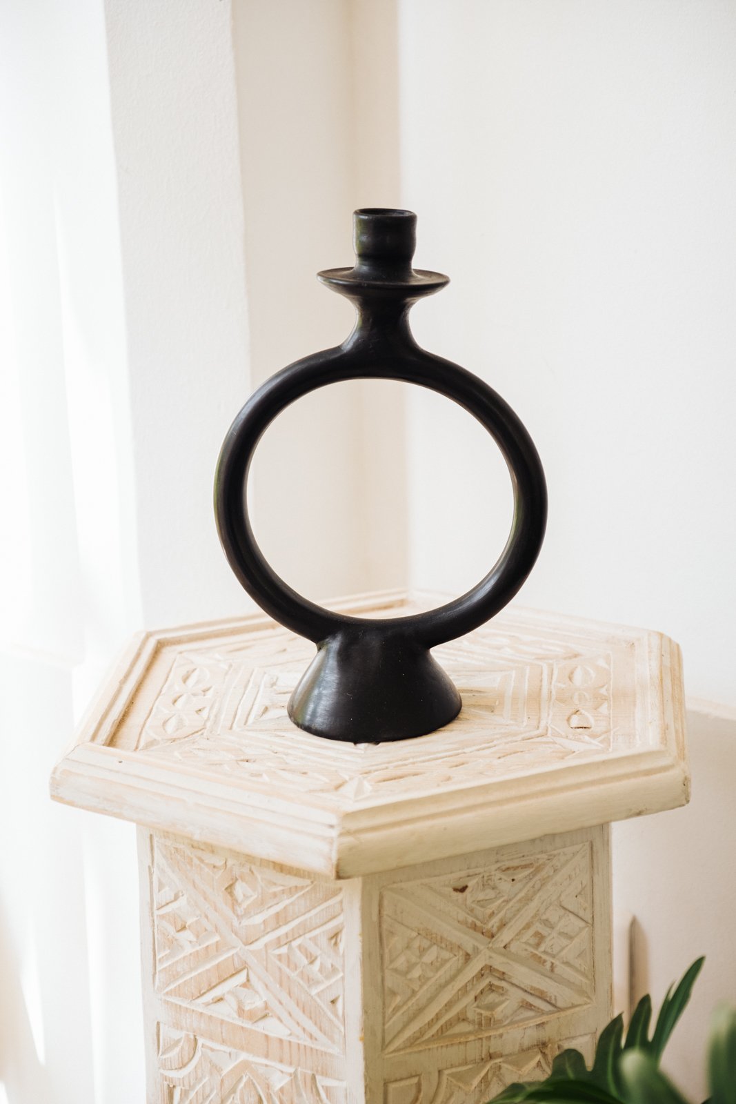 Set of 2 Ring Candle Holder Black