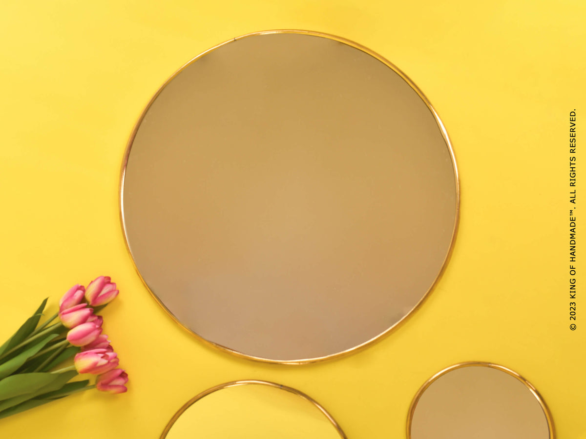 Decorative Gold Round Wall Mirror | Statement Piece for Home Décor (MR 1011)