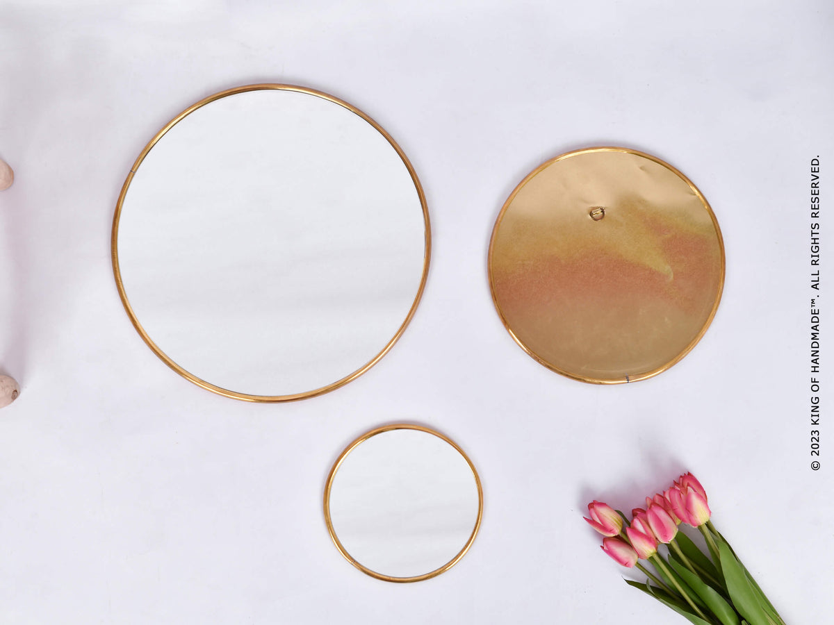 Decorative Gold Round Wall Mirror | Statement Piece for Home Décor (MR 1011)