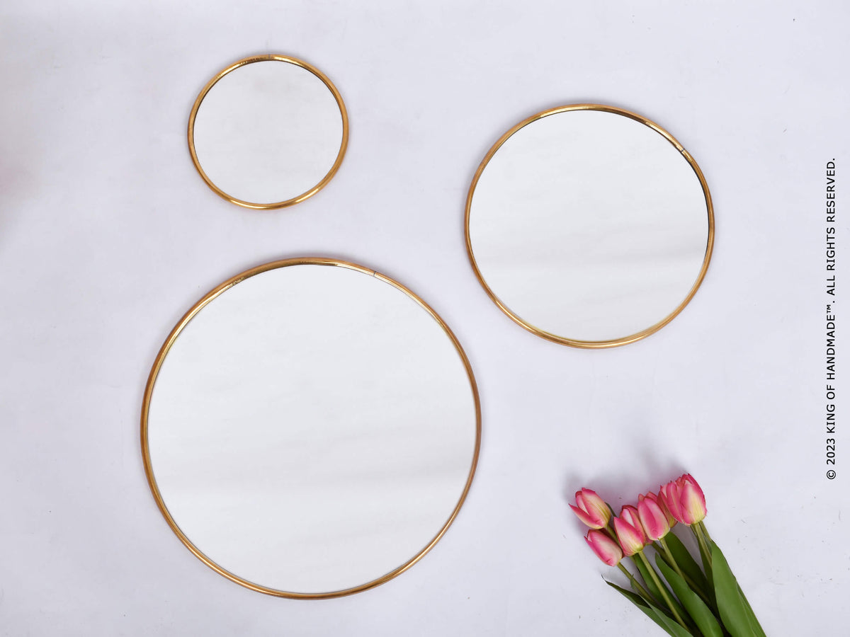 Decorative Gold Round Wall Mirror | Statement Piece for Home Décor (MR 1011)