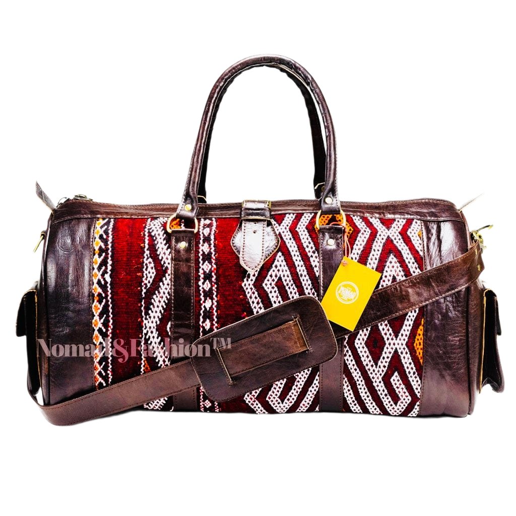 Marrakech Voyager Premium Leather Kilim Travel Bag