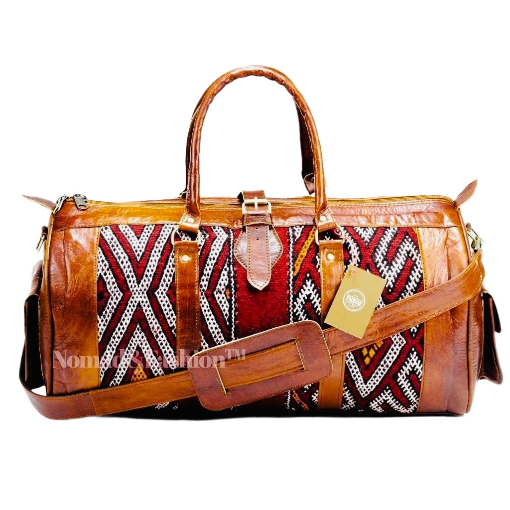 Marrakech Voyager Premium Leather Kilim Travel Bag