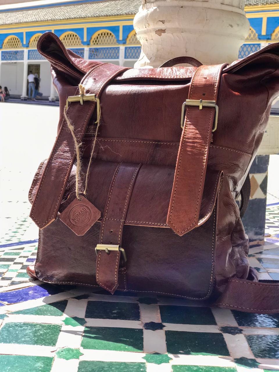 Moroccan handmade Leather Backpack Hiking Large - nomad&amp;fashion