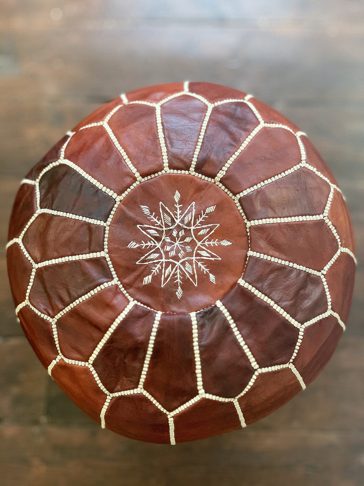 Leather Pouffe - Argan