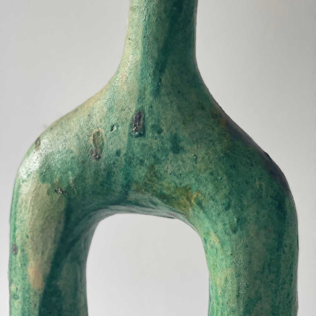 Sculptural Tamegroute Candle holder Green