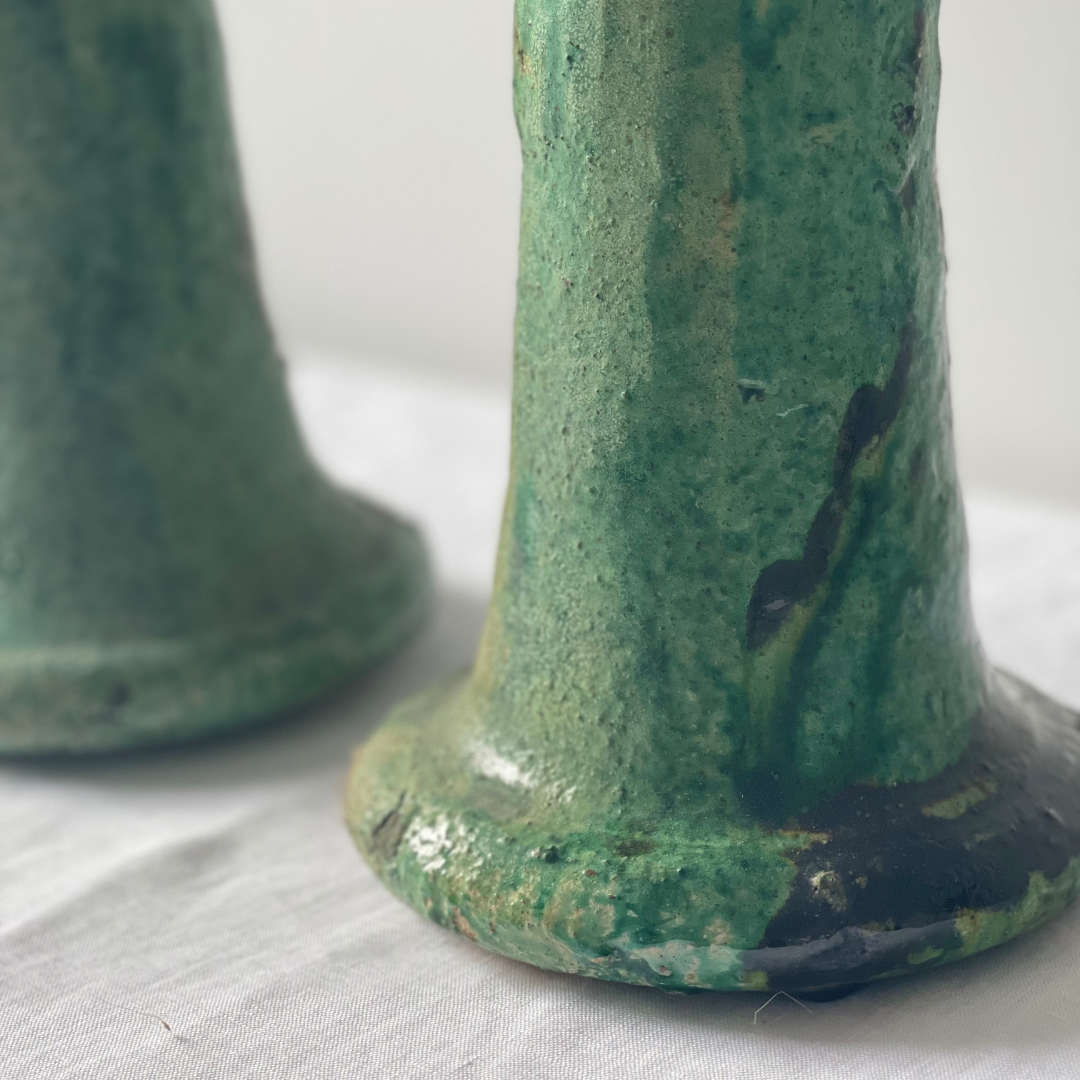 Sculptural Tamegroute Candle holder Green