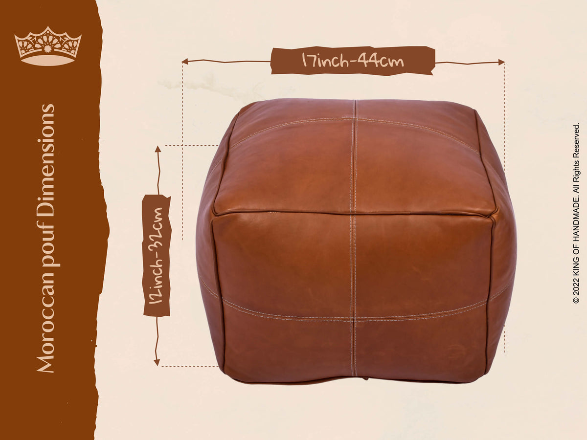 Moroccan Leather Pouf Ottoman - Square Footrest