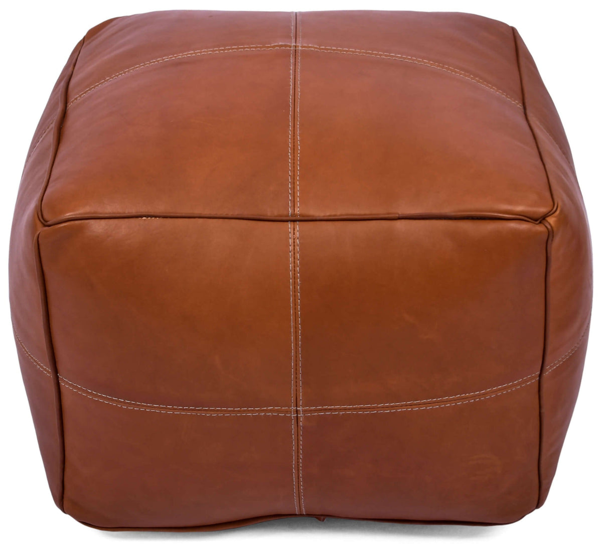 Moroccan Leather Pouf Ottoman - Square Footrest