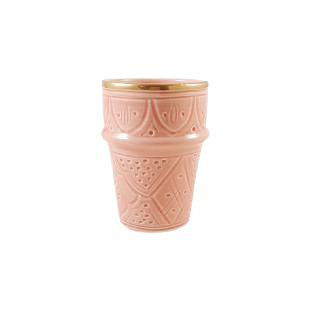 Set of 4 BELDI CERAMIC EMBOSSED CUPS ROSE