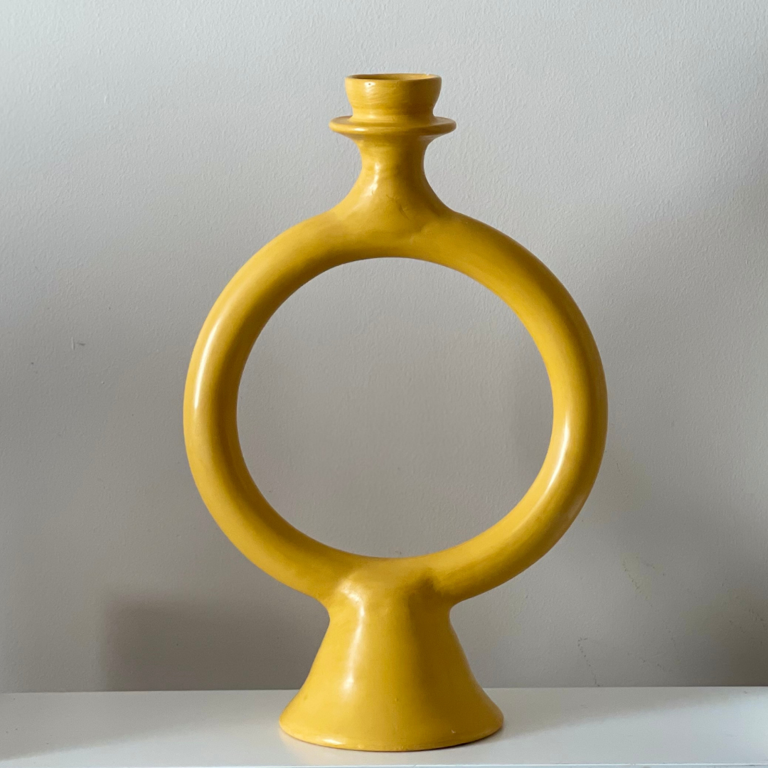 Set of 2 Ring Candle Holder Turmeric