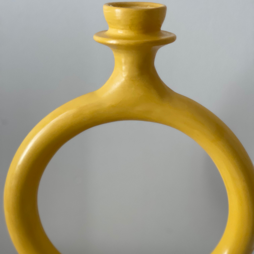 Set of 2 Ring Candle Holder Turmeric