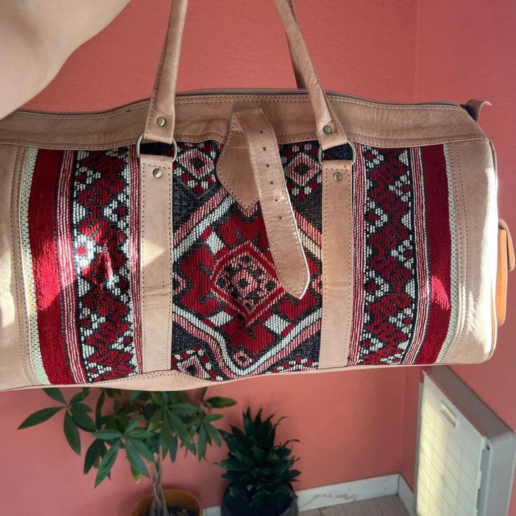 Marrakech Voyager Premium Leather Kilim Travel Bag