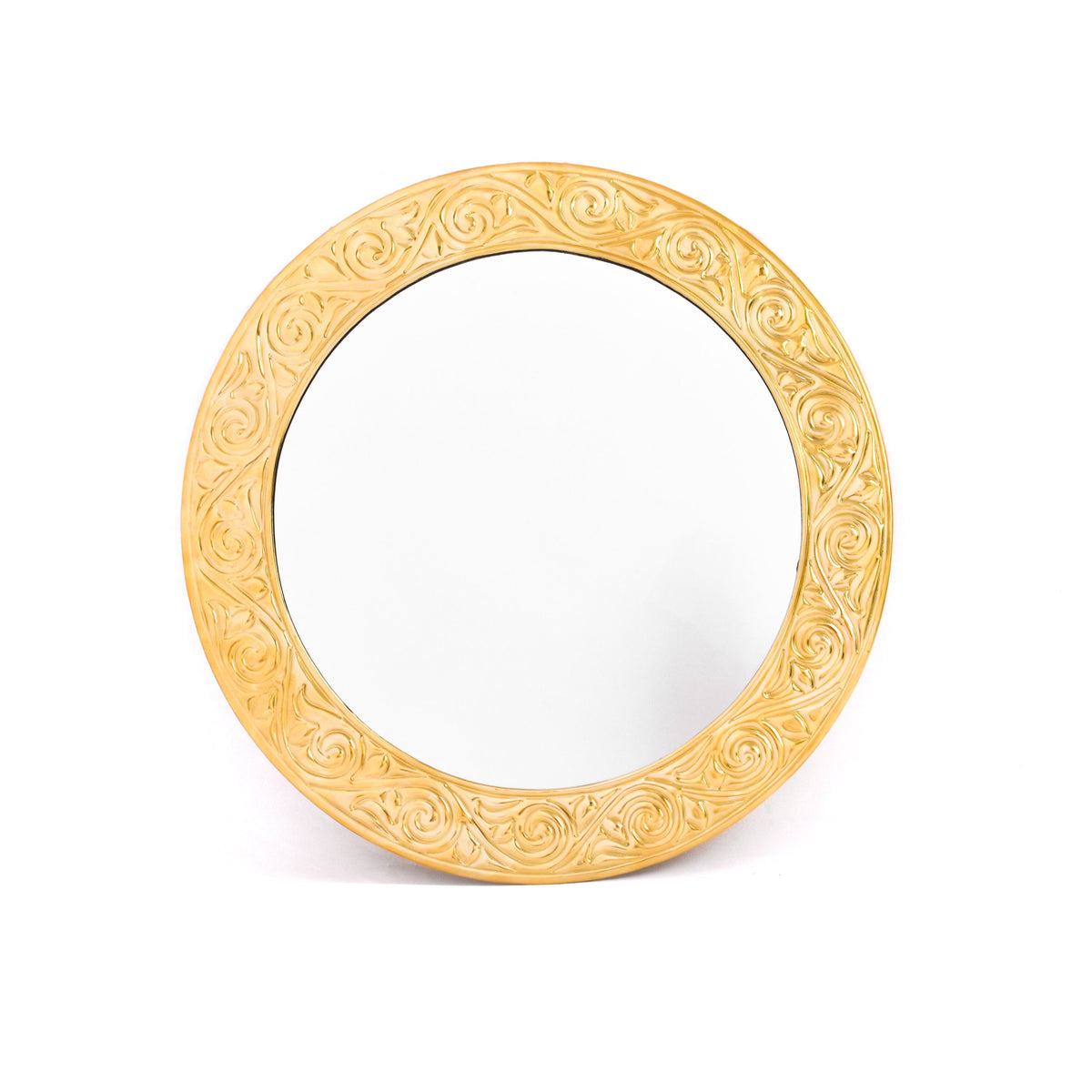 Elegant Moroccan Handmade Gold Round Wall Mirror | Exquisite Décor Accent (MR 1004)