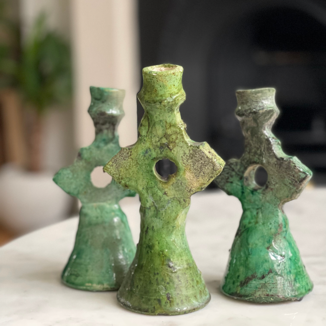 Set of 3 Tamegroute star candle holder Small