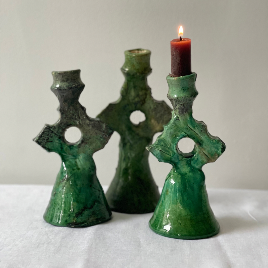 Set of 3 Tamegroute star candle holder Small