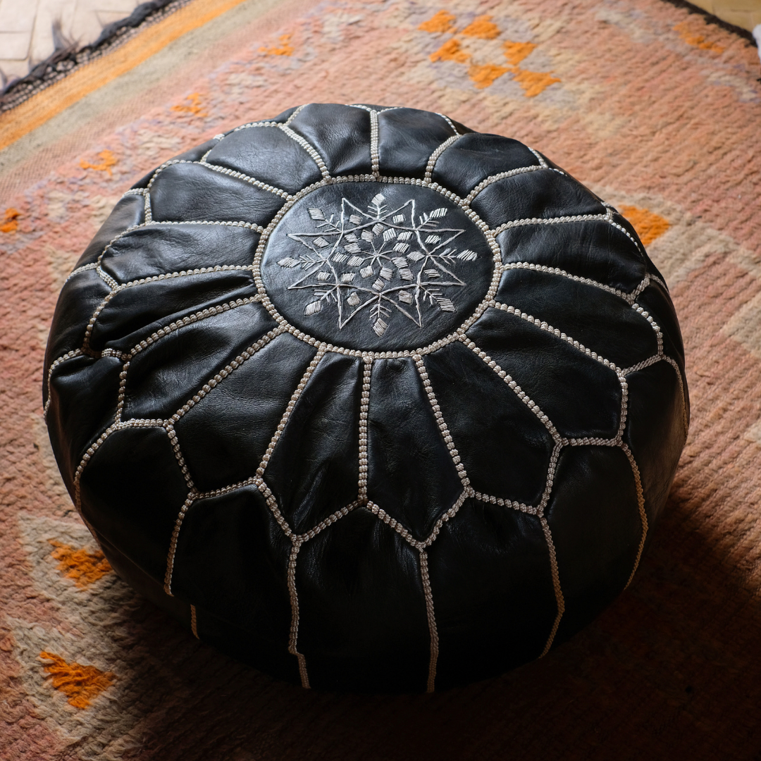 Leather Pouffe - Aswad