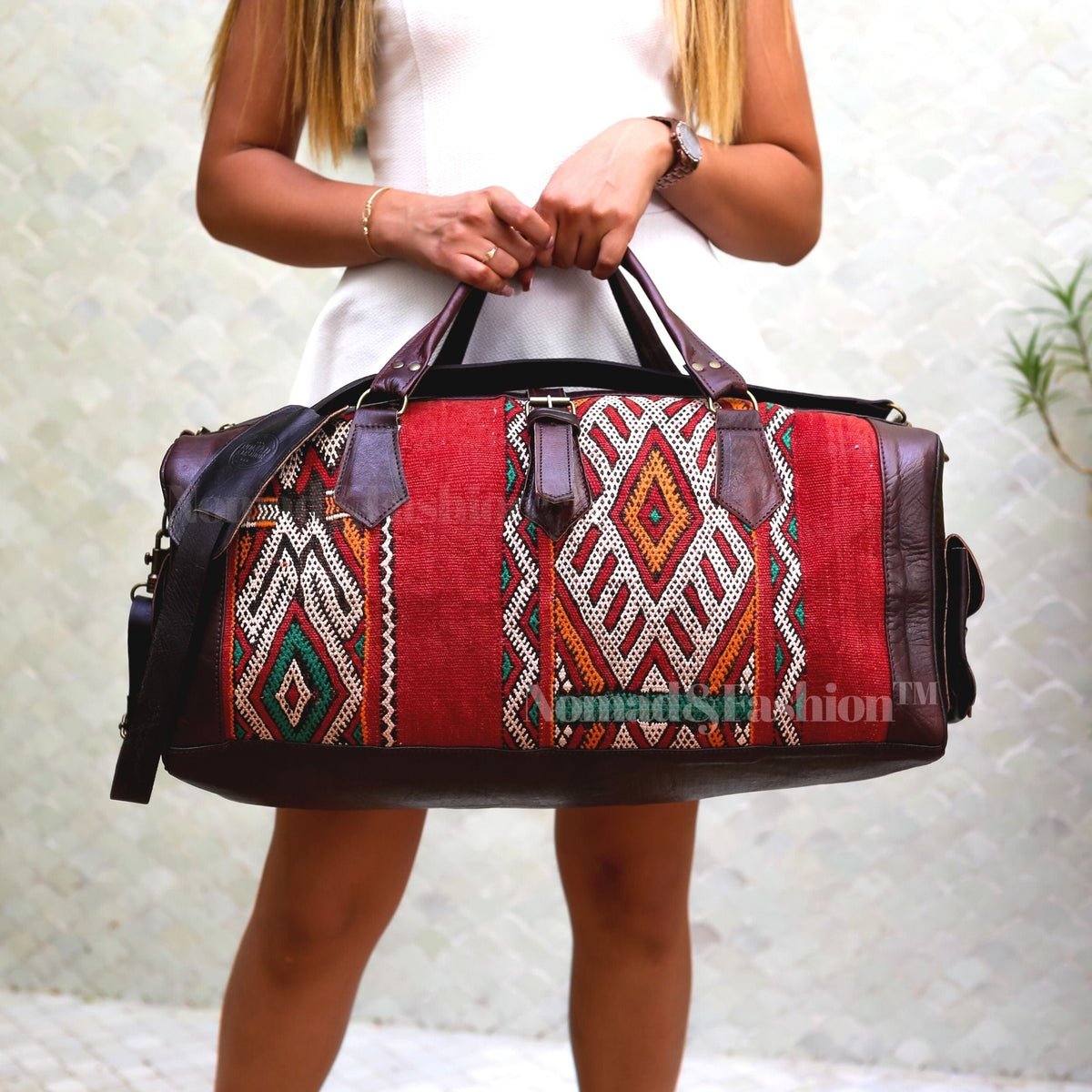 Leather Kilim Travel Bag-Atlas Nomad