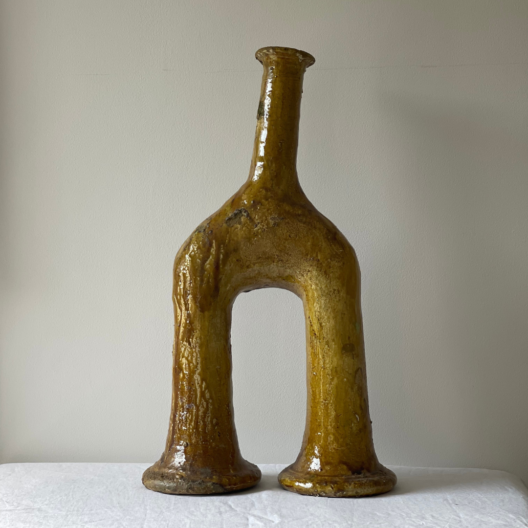 Sculptural Tamegroute Candle holder Ochre