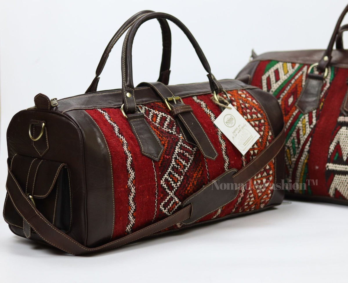 Leather Kilim Travel Bag-Atlas Nomad