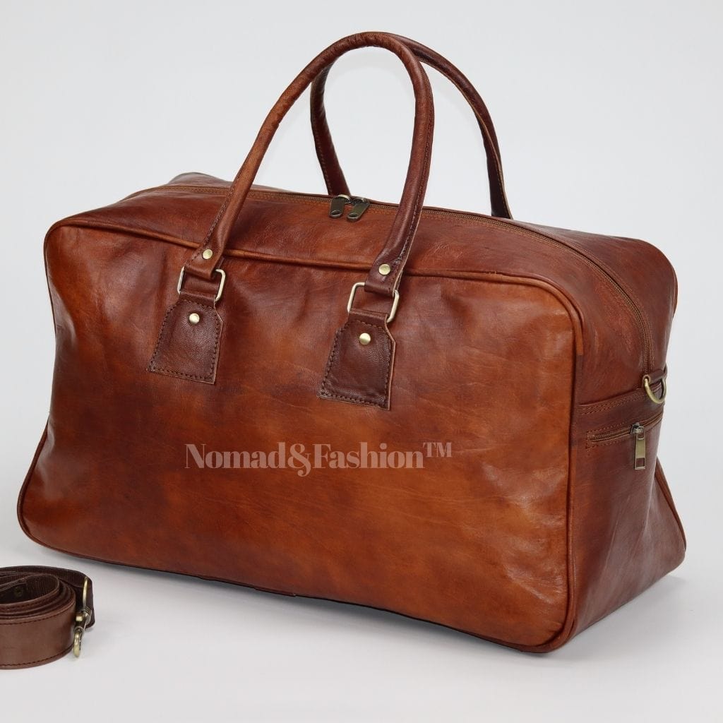 Genuine Handmade leather duffel gym Bag overnight weekender luggage and travel