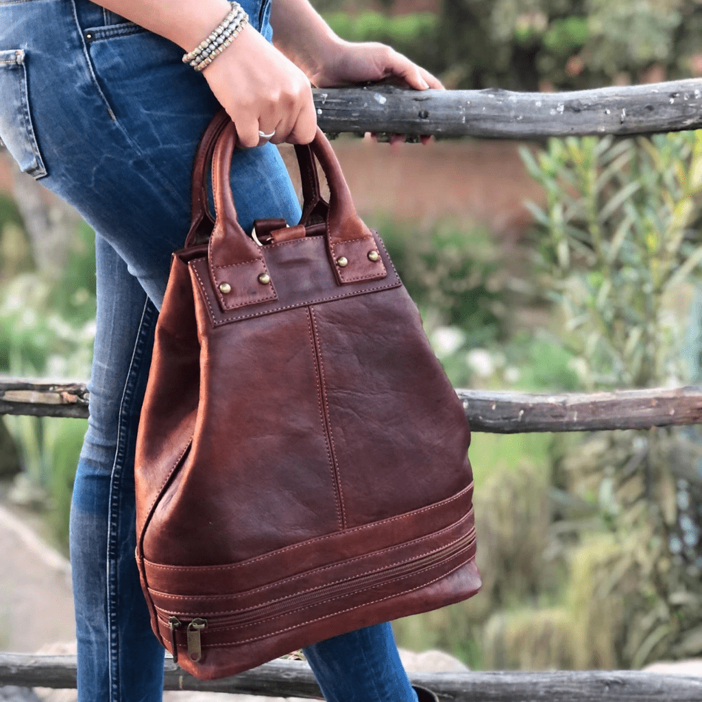 Handmade Leather Bucket Bag-Safari collection