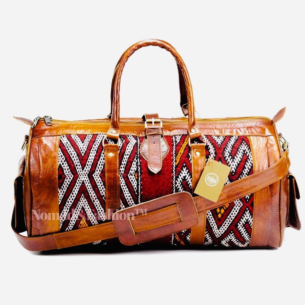 Marrakech Voyager Premium Leather Kilim Travel Bag