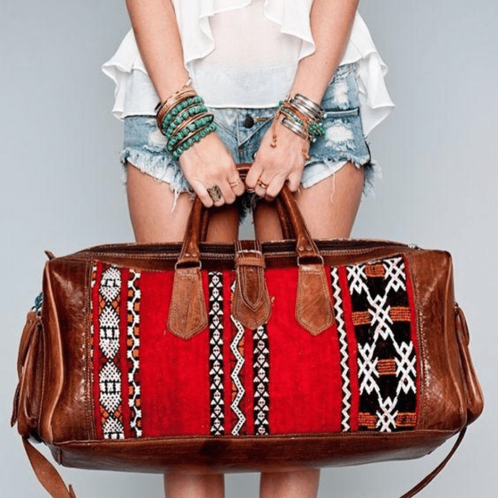 Leather Kilim Travel Bag Brown - FREE SHIPPING OFFER